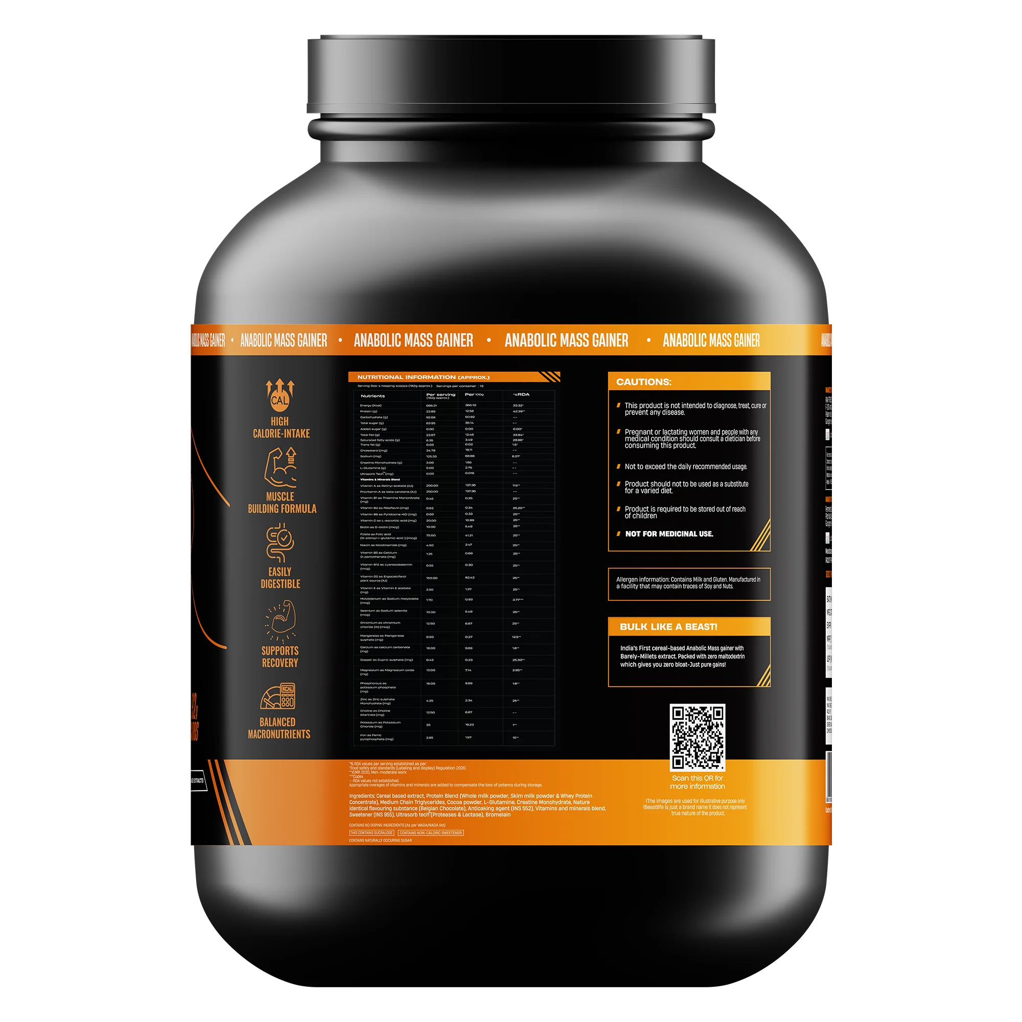 Anabolic Mass Gainer with Ultrasorb Tech | No Maltodextrin | Belgian Chocolate | 2.5 kg - Image 8