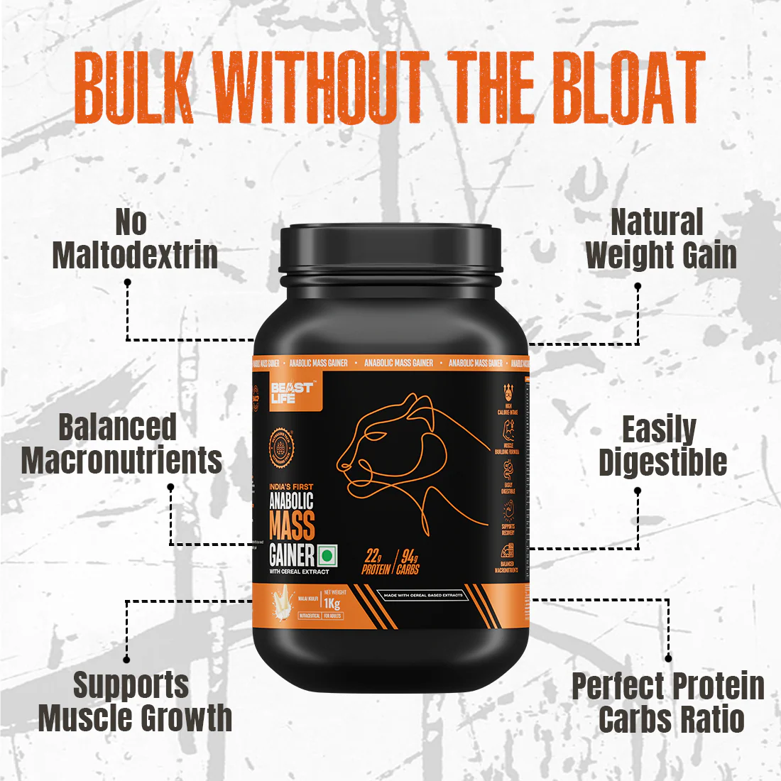 Anabolic Mass Gainer with Ultrasorb Tech | No Maltodextrin | Malai Kulfi | 1 kg - Image 4