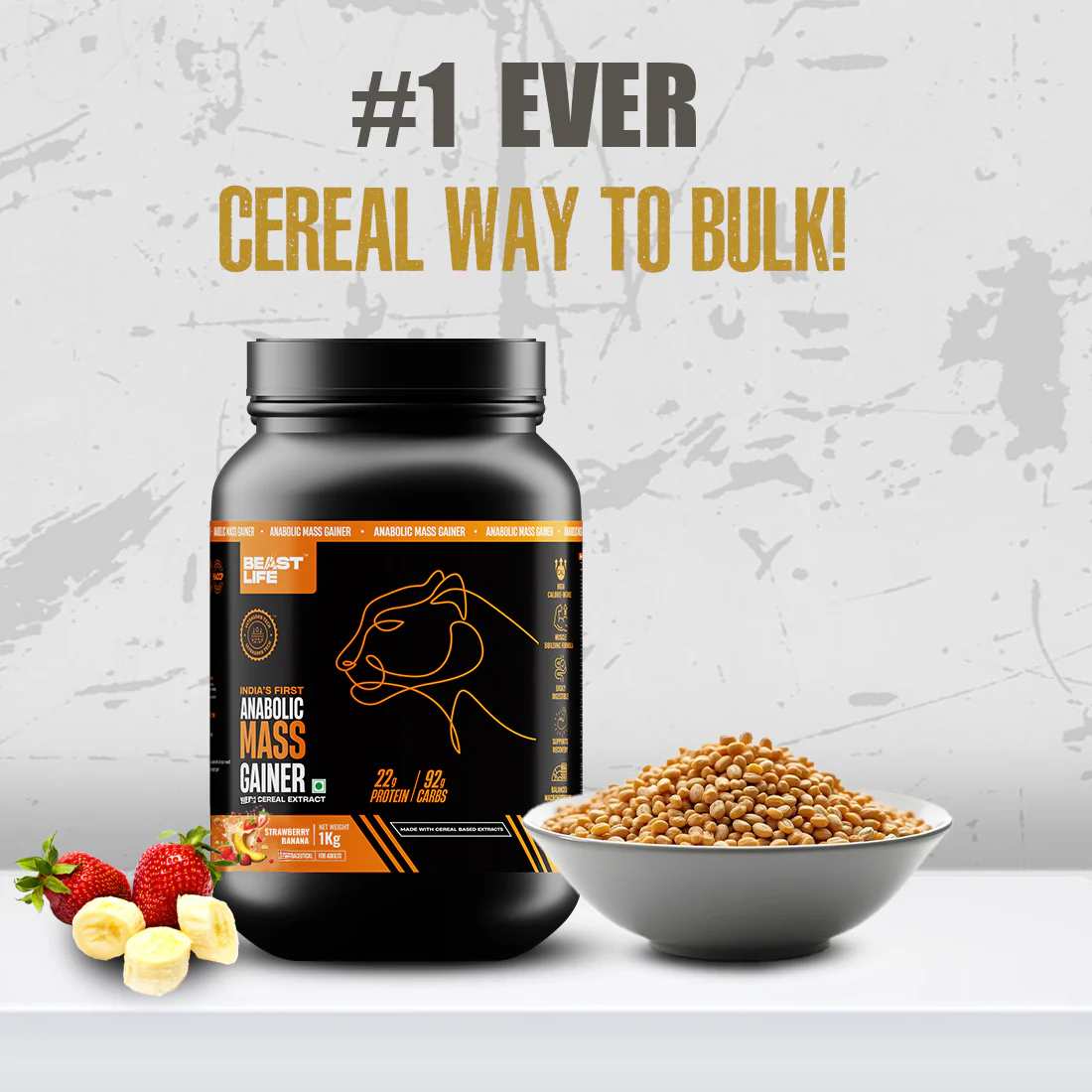 Anabolic Mass Gainer with Ultrasorb Tech | No Maltodextrin | Strawberry Banana | 1 kg - Image 5
