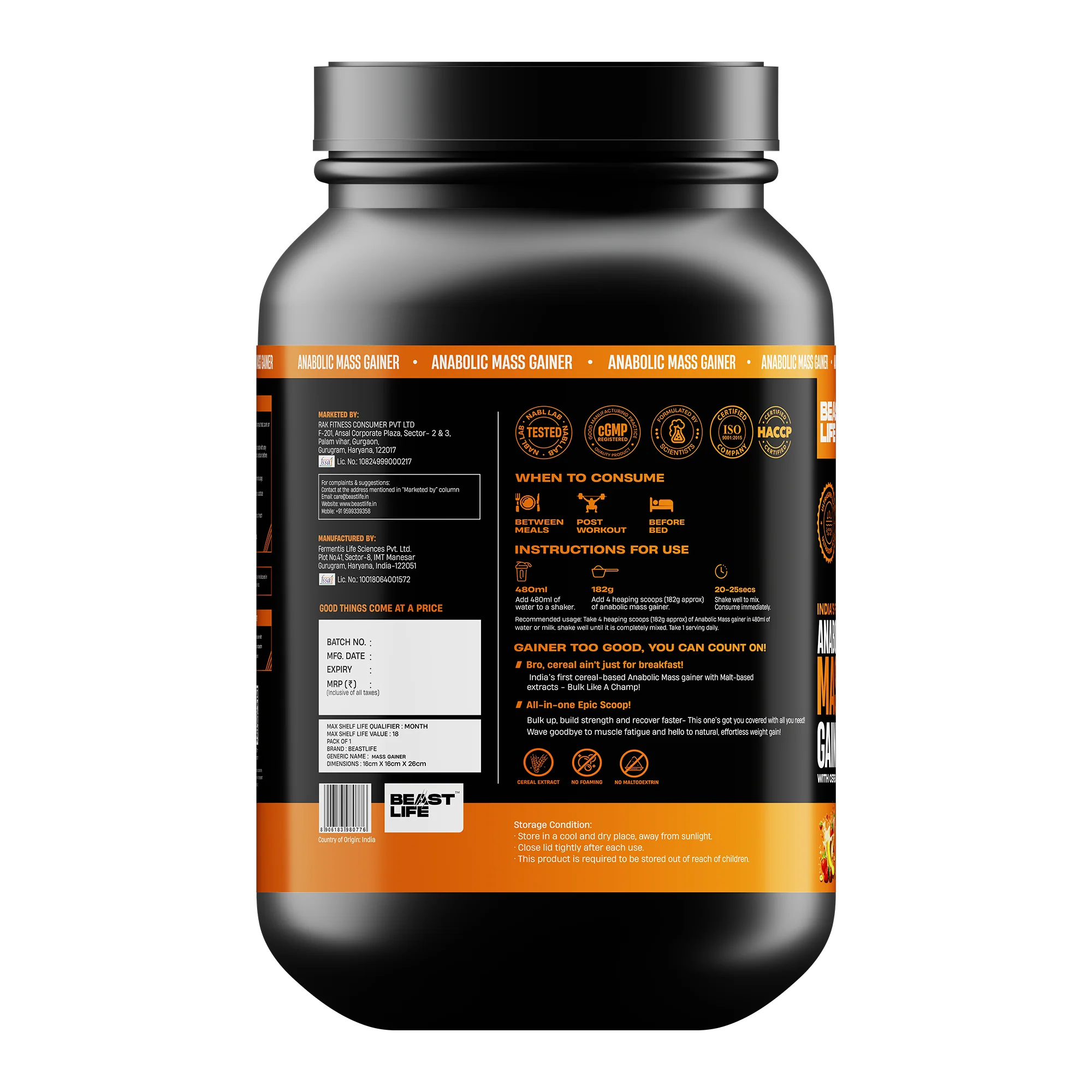 Anabolic Mass Gainer with Ultrasorb Tech | No Maltodextrin | Strawberry Banana | 1 kg - Image 7