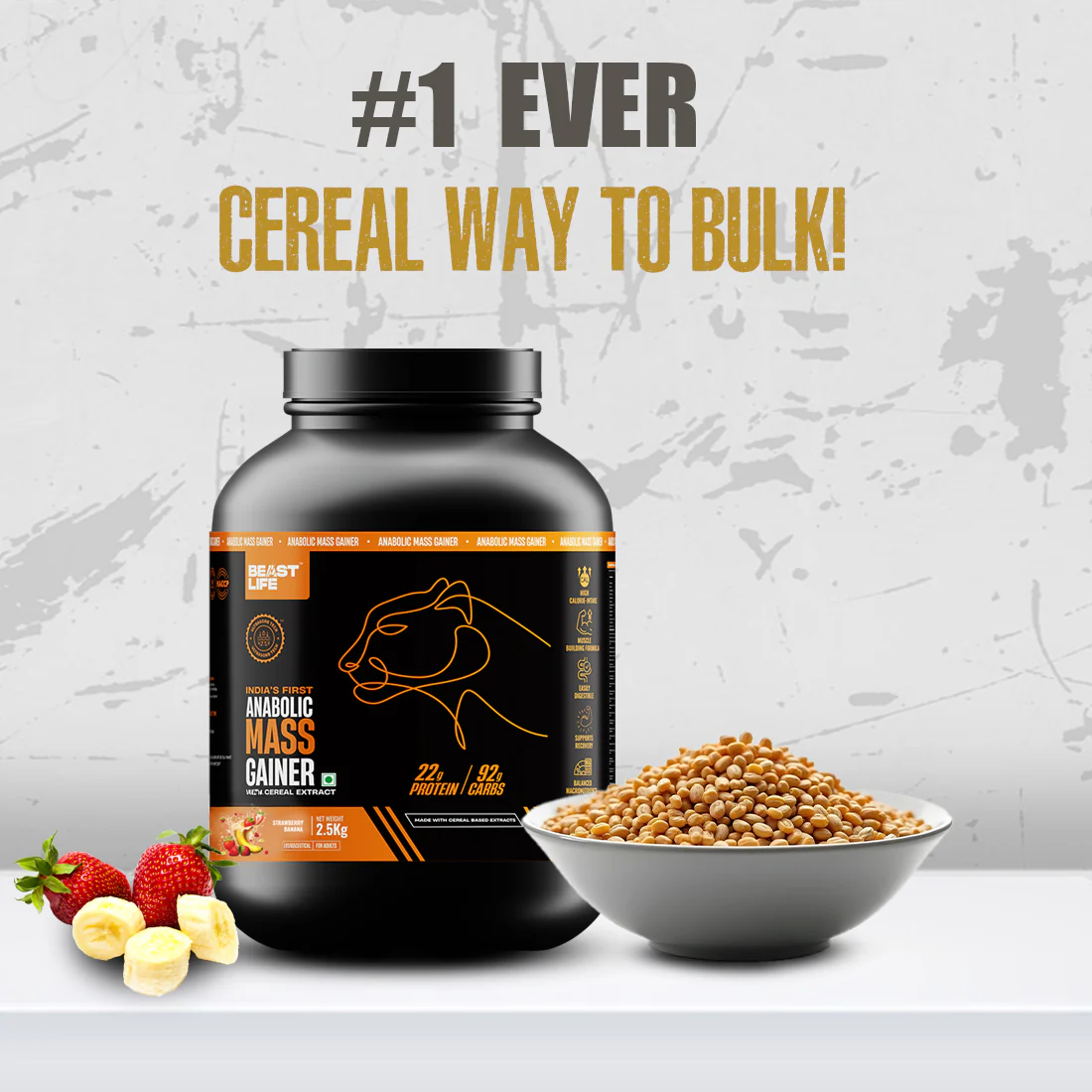 Anabolic Mass Gainer with Ultrasorb Tech | No Maltodextrin | Strawberry Banana | 2.5 kg - Image 5