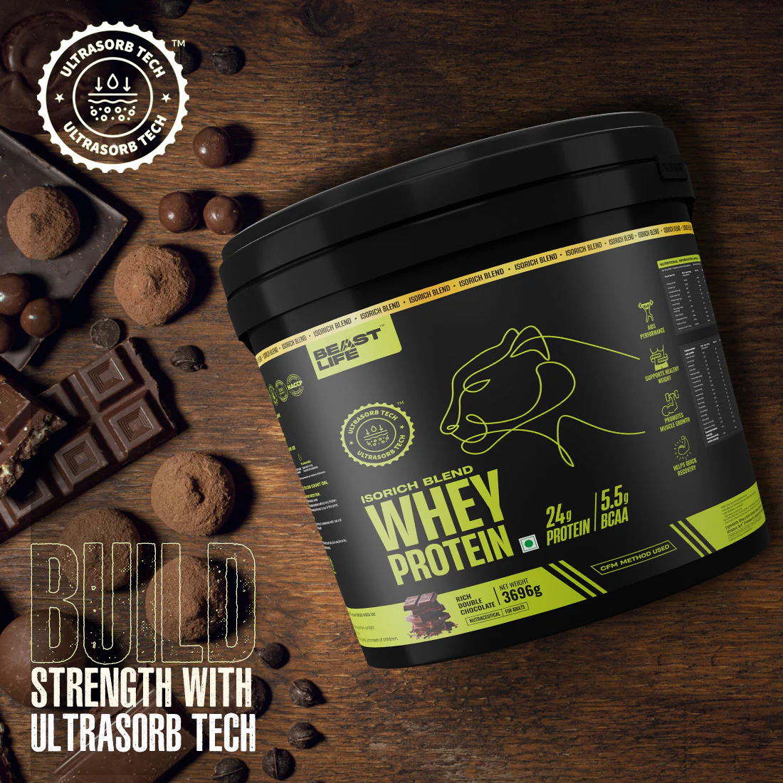 Isorich Blend Whey Protein with Ultrasorb Tech | Chocolate | 3.696 kg - Image 4