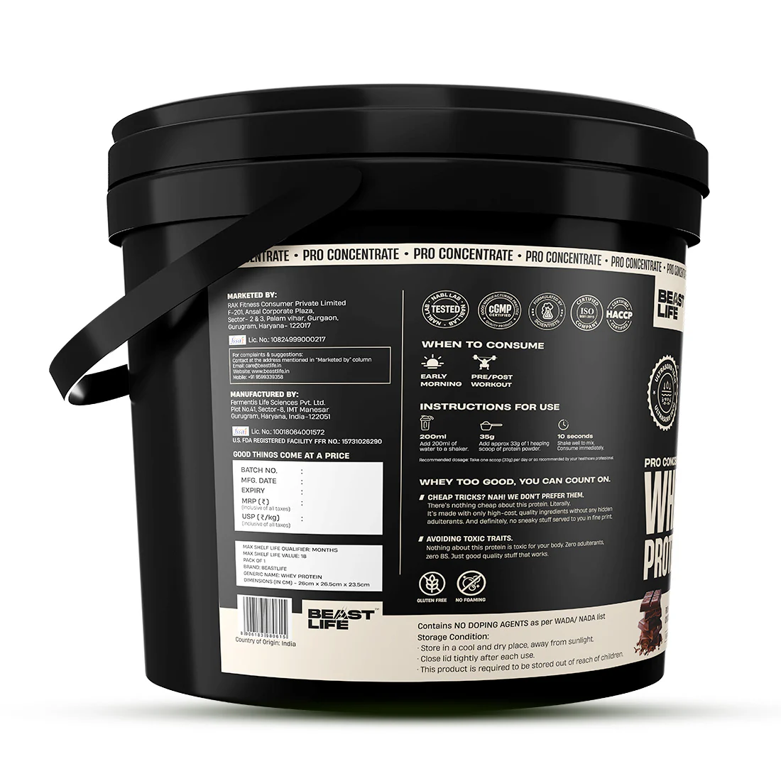 Pro Concentrate Whey Protein with Ultrasorb Tech | Rich Chocolate | Free Gym Bag and Shaker | 3.696 kg - Image 10