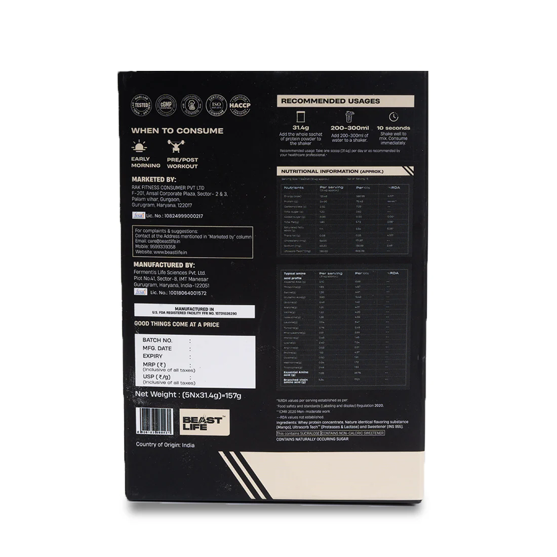 Pro Whey Protein | Mango | Pack of 5 Sachets - Image 3